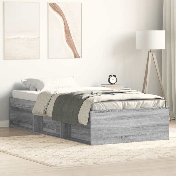 vidaXL Bed Frame without Mattress Grey Sonoma 90x190 cm Single