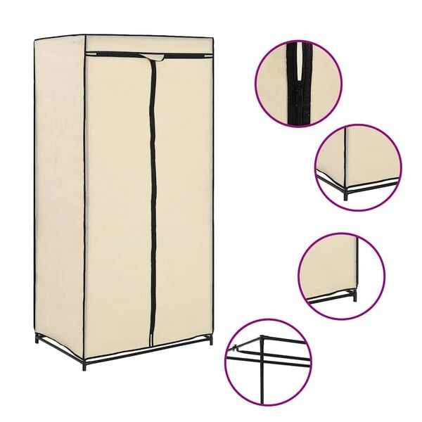 vidaXL Wardrobes 2 pcs Cream 75x50x160 cm