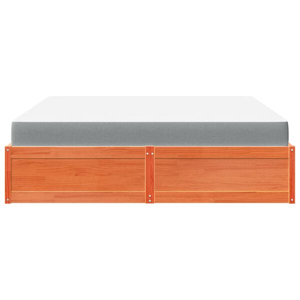 vidaXL Bed with Mattress Wax Brown 180x200 cm Super King Solid Wood Pine