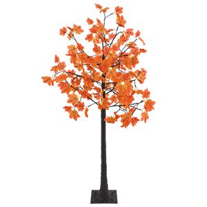 vidaXL LED Maple Christmas Tree Brown 150 cm Plastic 96 LEDs
