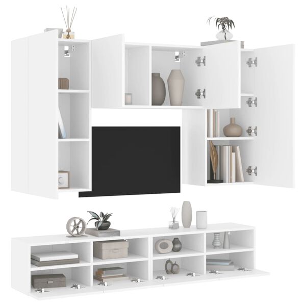 vidaXL 5 Piece TV Wall Units White Engineered Wood