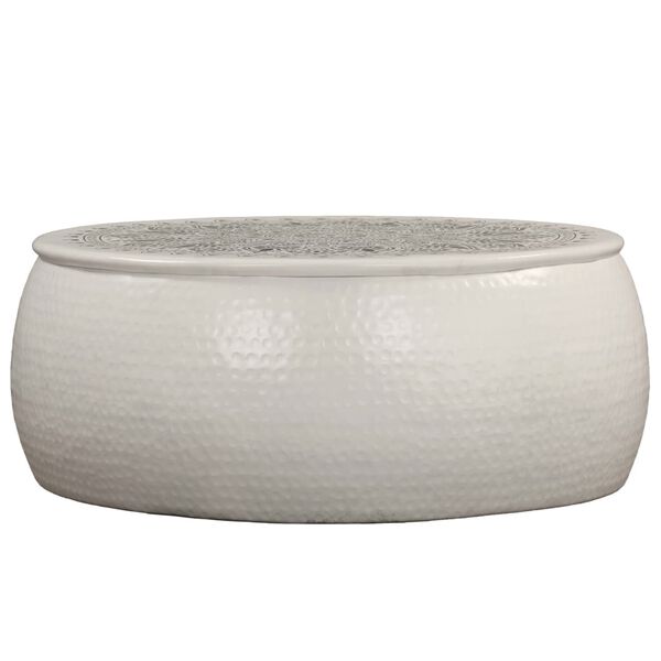 vidaXL Coffee Table Hammered Aluminium 70x30 cm White