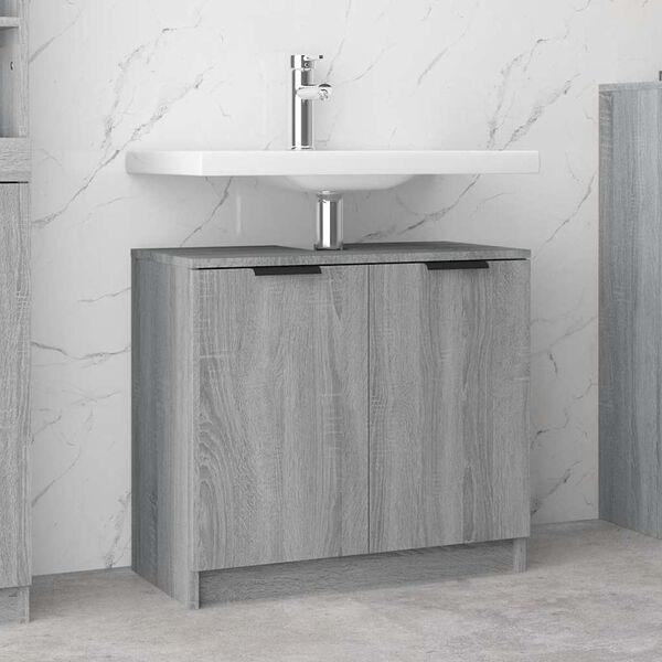vidaXL Bathroom Cabinet Grey Sonoma 64.5x33.5x59 cm Engineered Wood