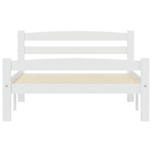 vidaXL Bed Frame without Mattress White Solid Pinewood 100x200 cm