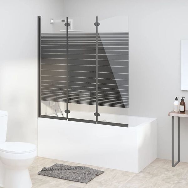 vidaXL Foldable Shower Enclosure 3 Panels 130x130 cm ESG Black