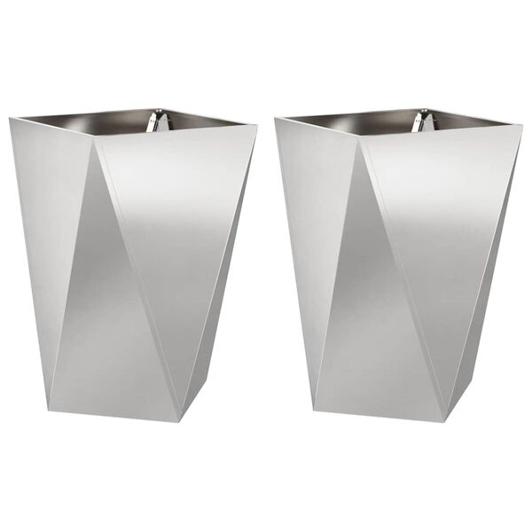 vidaXL Planter 2 pcs Silver 50 x 50 x 75 cm Stainless Steel