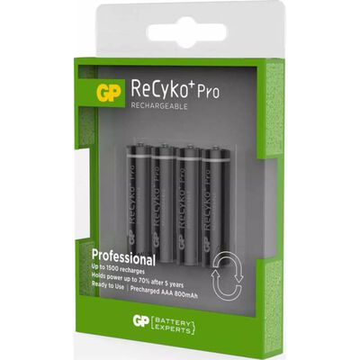 GP ReCyko+ Pro Rechargeable AAA Batteries 4 pcs 12585AAAHCB-UC4