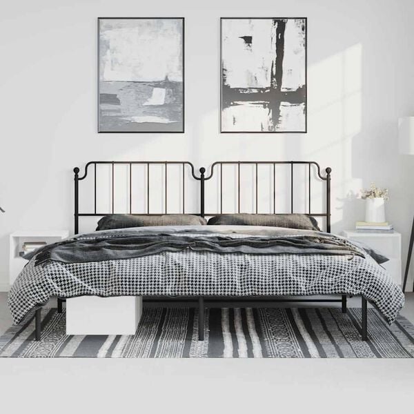 vidaXL Metal Bed Frame without Mattress with Headboard Black 183x213cm