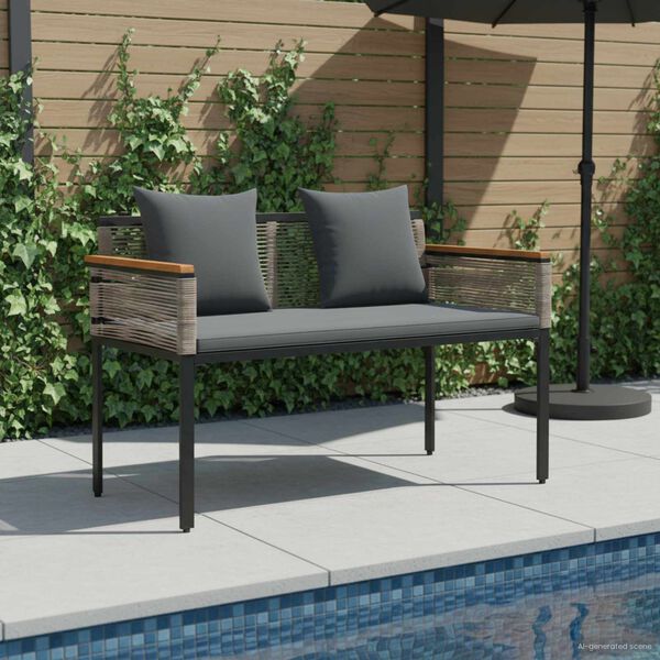 vidaXL Outdoor Bench Grey and Dark Grey 117 x 54 x 74.5 cm Poly Rattan