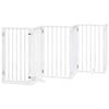 vidaXL Dog Gate with Door Foldable 6 Panels White 300 cm Poplar Wood