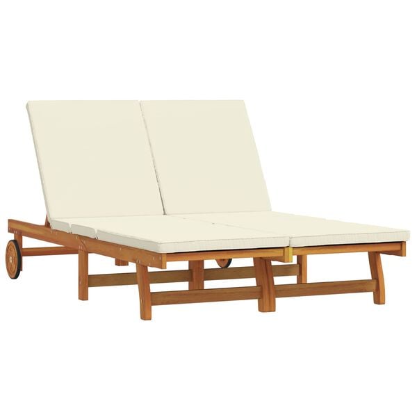 vidaXL Sun Lounger Reclining Brown 125 x 200 x 84 cm Solid Acacia Wood