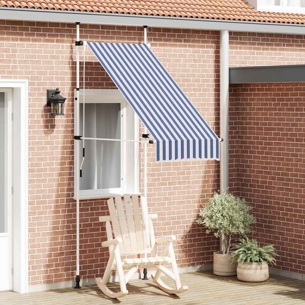 vidaXL Manual Retractable Awning 100 cm Blue and White Stripes