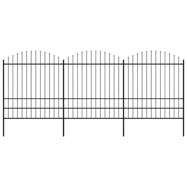vidaXL Garden Fence with Spear Top Steel 537x200 cm Black