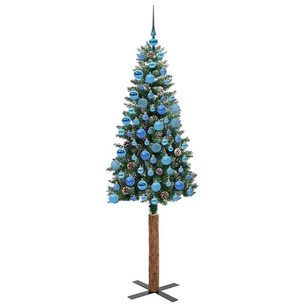 vidaXL Slim Christmas Tree Green 180 cm PVC and Solid Pine wood