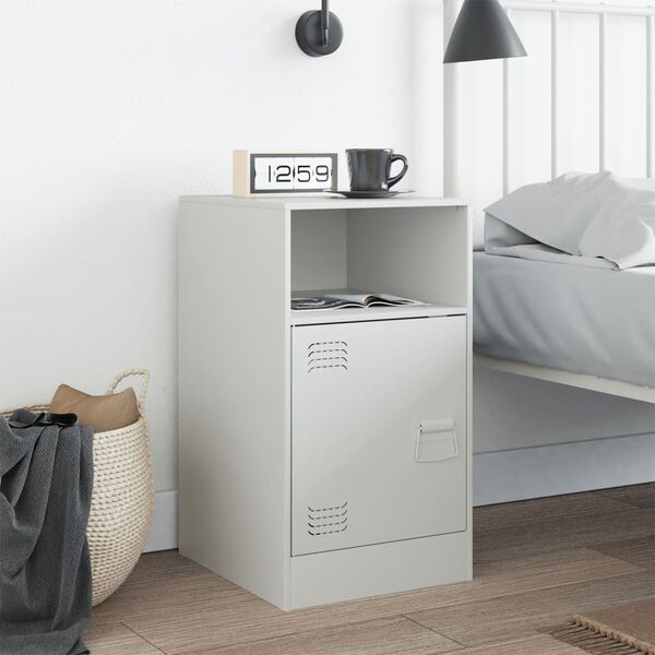 vidaXL Bedside Cabinet White 34.5x39x62 cm Steel