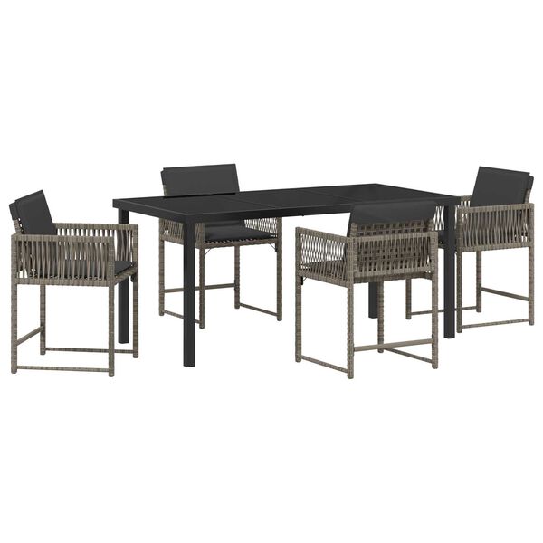 vidaXL Garden Dining Set 5 pcs Grey Poly Rattan