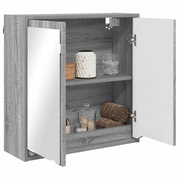 vidaXL Bathroom Mirror Cabinet with Shelf Grey Sonoma 60 x 20 x 60 cm