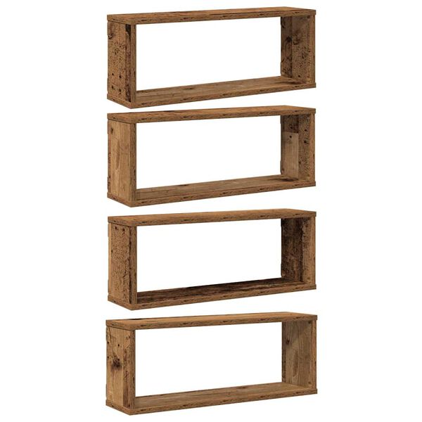 vidaXL Wall Cube Shelves 4 pcs Old Wood 60x15x23 cm Engineered Wood