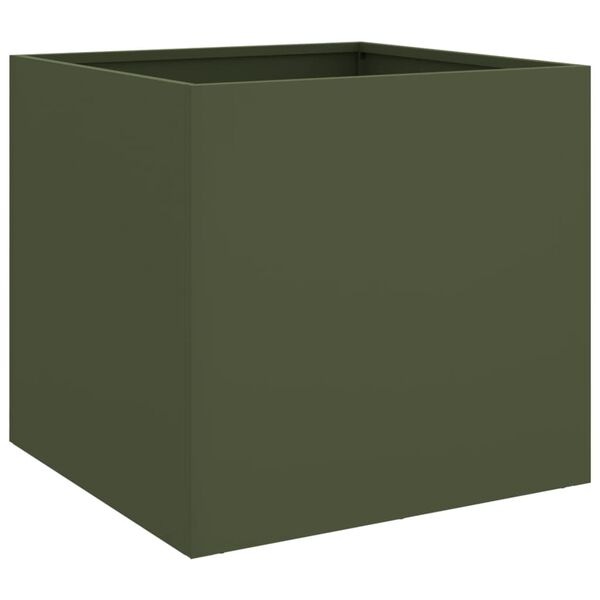 vidaXL Planters 2 pcs Olive Green 42x40x39 cm Steel