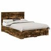vidaXL Bed Frame with Drawer Smoked Oak 150 x 200 cm Engineered Wood