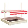 vidaXL Sandbox with Adjustable Roof Fir Wood White and Red UV50