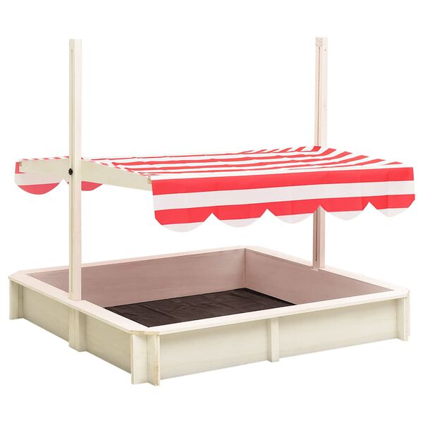 vidaXL Sandbox with Adjustable Roof Fir Wood White and Red UV50