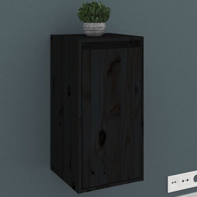 vidaXL Wall Cabinet Black 30x30x60 cm Solid Wood Pine