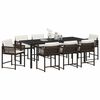 vidaXL Garden Dining Set 9 pcs Brown Poly Rattan
