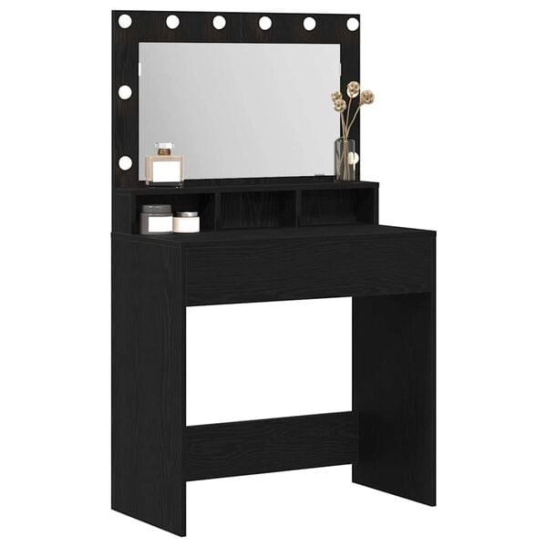vidaXL Dressing Table Black Oak 75.5 x 41 x 135 cm Engineered Wood
