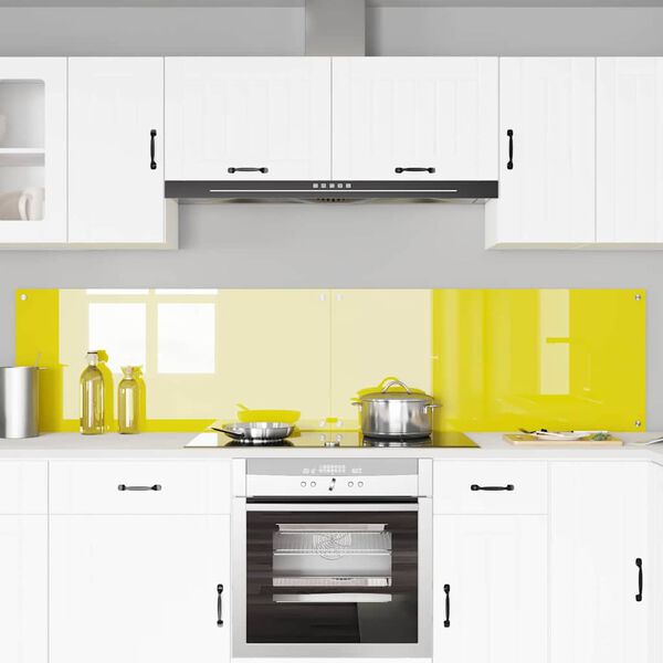 vidaXL Kitchen Backsplash 2 pcs Yellow 110 x 50 cm Tempered Glass
