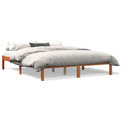 vidaXL Bed Frame Wax Brown 160x200 cm Solid Wood Pine
