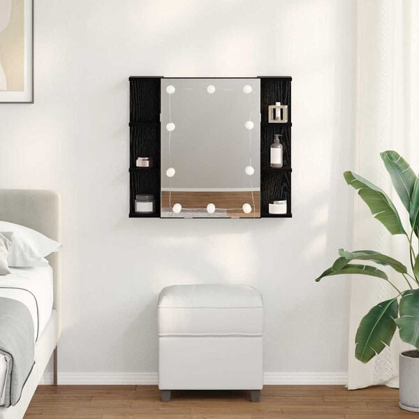 vidaXL Mirror Cabinet Black Oak 70 x 16.5 x 60 cm Engineered Wood
