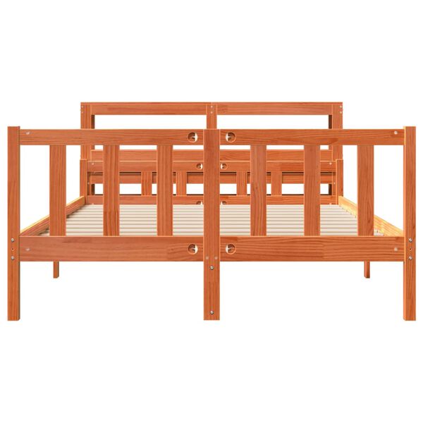 vidaXL Bed Frame with Headboard without Mattress Wax Brown 150x200 cm King Size