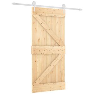 vidaXL Sliding Door Natural and White 95 x 210 cm Solid Pine Wood