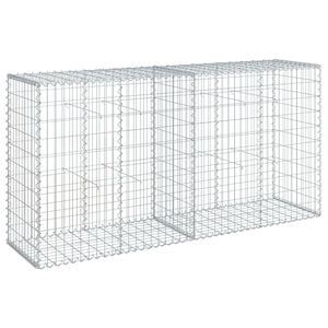 vidaXL Gabion Basket with Cover 200x50x100 cm Galvanised Iron