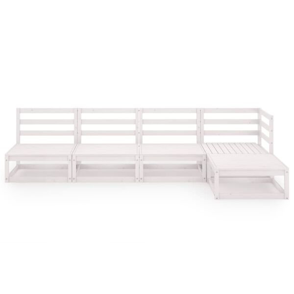 vidaXL 5 Piece Garden Lounge Set White Solid Wood Pine
