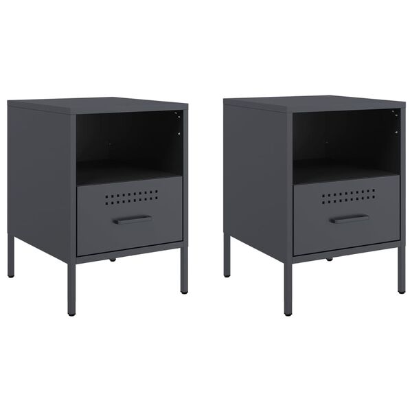 vidaXL Bedside Cabinets 2 pcs Anthracite 36x39x50.5 cm Steel