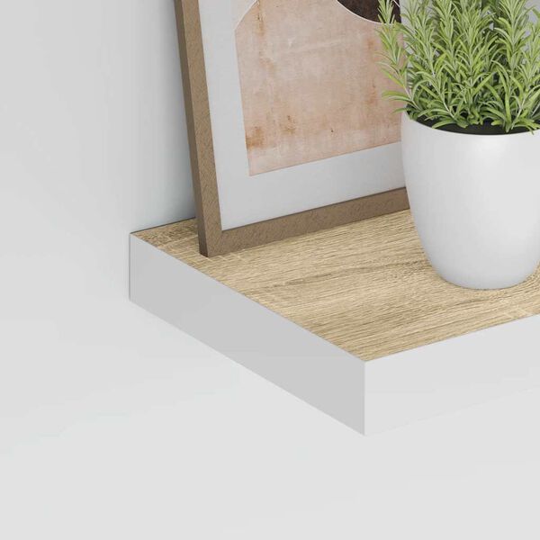 vidaXL Floating Wall Shelves 4 pcs Oak and White 23x23.5x3.8 cm MDF