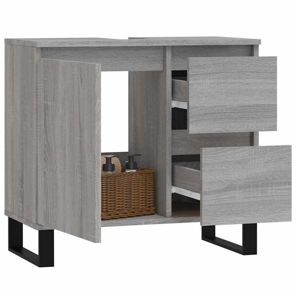 vidaXL Bathroom Cabinet Grey Sonoma 65x33x60 cm Engineered Wood