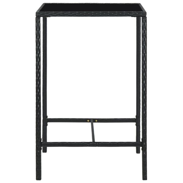 vidaXL Garden Bar Table Black 70x70x110 cm Poly Rattan and Glass