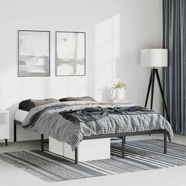 vidaXL Metal Bed Frame without Mattress Black 135x190cm