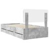 vidaXL Bed Frame with Drawer Concrete Grey 75 x 190 cm Engineered Wood