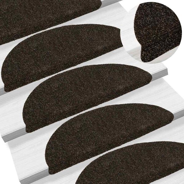 vidaXL Stair Mats Self-adhesive 10 pcs 56x17x3 cm Dark Brown Half Round