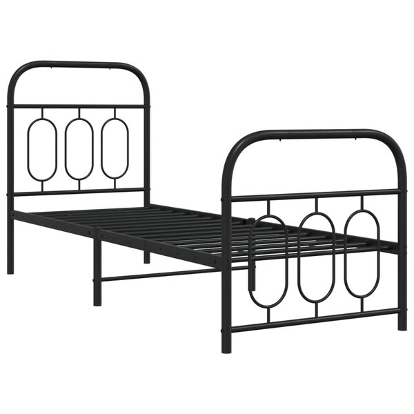vidaXL Metal Bed Frame without Mattress with Footboard Black 75x190cm