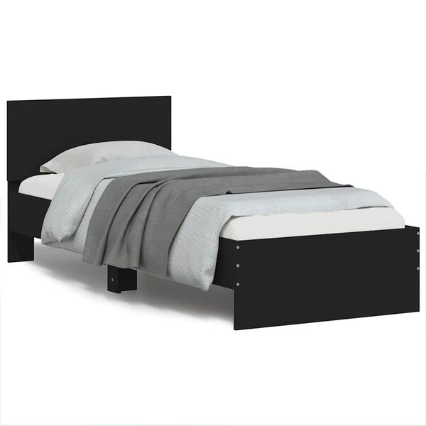 vidaXL Bed Frame without Mattress with Headboard Black 75x190 cm Small Single