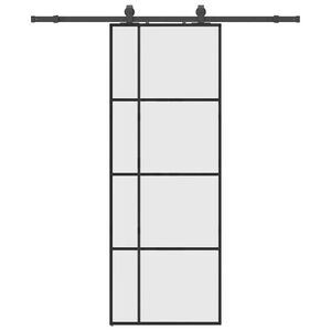 vidaXL Sliding Door with Hardware Set Black 76x205 cm ESG Glass
