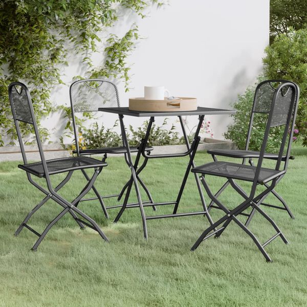 vidaXL 5 Piece Garden Dining Set Expanded Metal Mesh Anthracite
