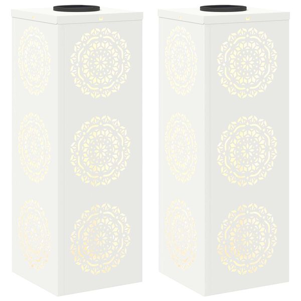 vidaXL Solar LED Pathway Light 2 pcs White Cold Rolled Steel