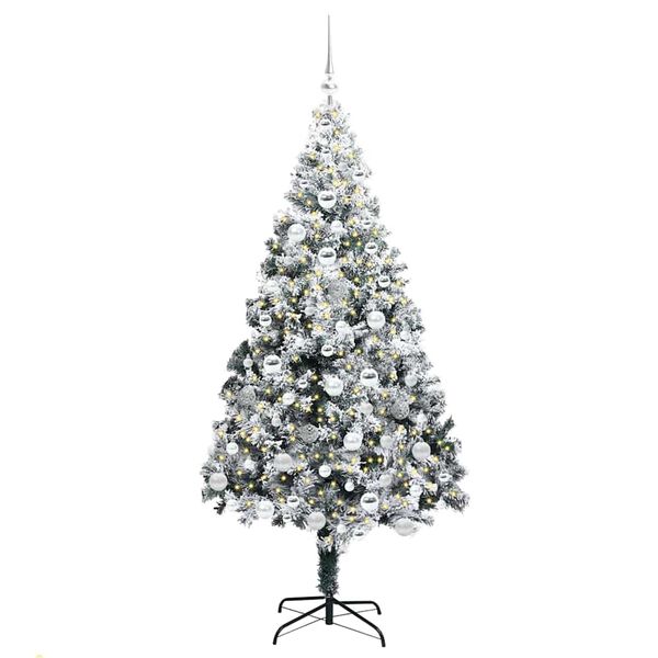 vidaXL Artificial Christmas Tree with 300 LEDs with Stand White 180 cm