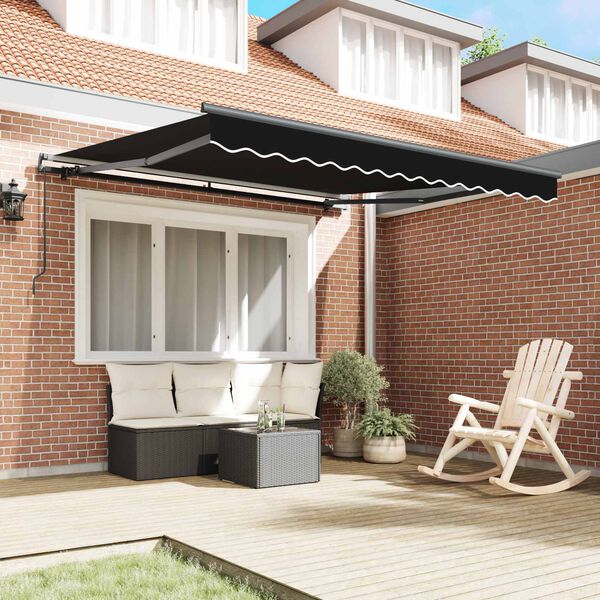 vidaXL Retractable Awning Black 350 x 250 cm Polyester and Steel